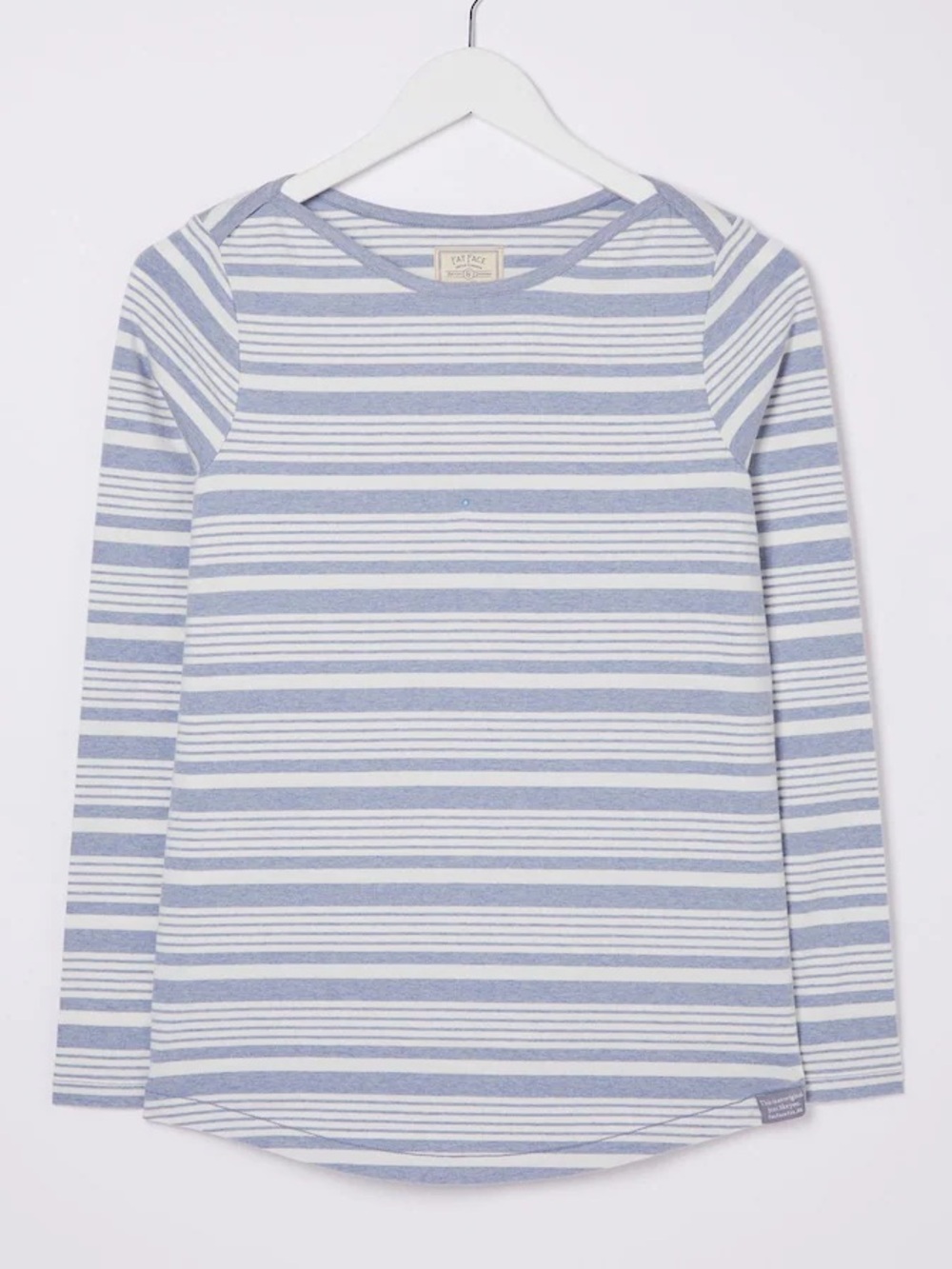 Fat Face Long Sleeve Blue and White Breton Top Organic Cotton